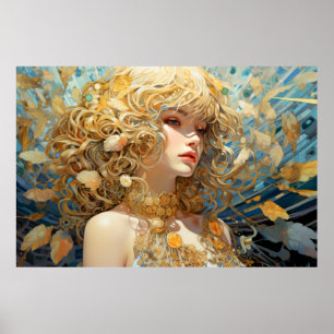 Poster Belo retrato de mulher entrelaçando