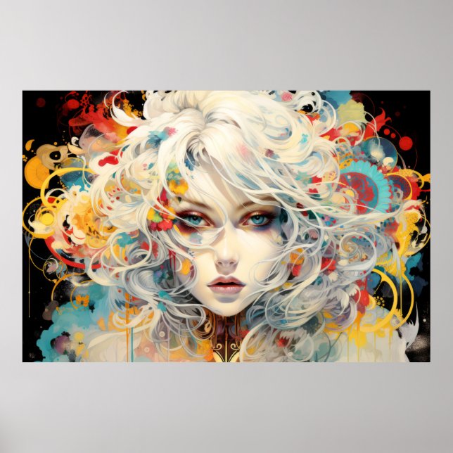 Poster Belo retrato de mulher entrelaçando (Frente)