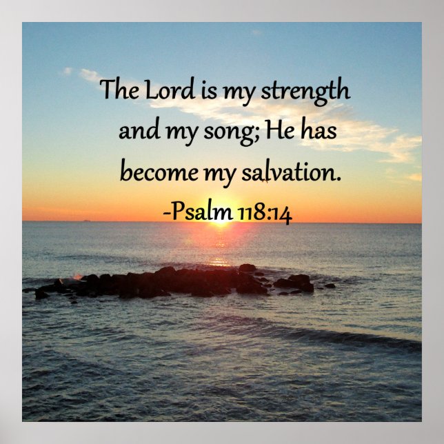 Póster Belo Salmo 118:14 Design de Foto do Sol (Frente)