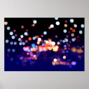 Poster Belo sinal da noite da cidade, abstrato blur de