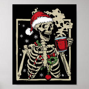 Poster Belo Skeleton Santa Hat Natal