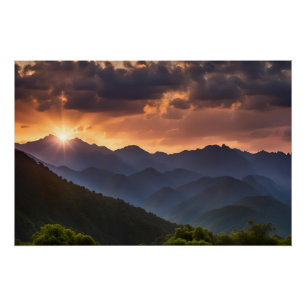Póster Belo Sol Sobre As Montanhas