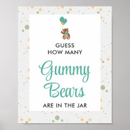 Poster Belo Urso Chá de fraldas Gummy Bear Guiando Jogo