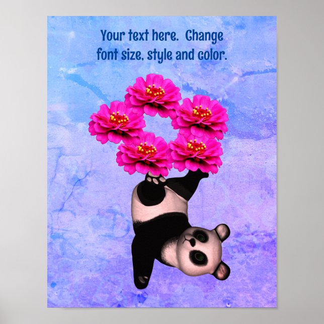 Poster Belo Urso de Panda Que Faz Malabarismo Adicione Se (Frente)
