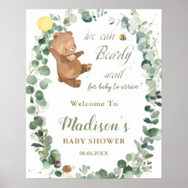 Poster Belo Urso Verde Sexo Chá Neutro Bem-vindo