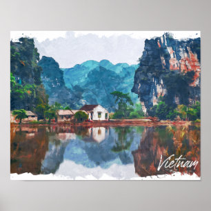 Poster Belo Vietnã Viagem da paisagem asiática