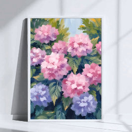 Poster Belos Blooms de Hortênsia | Aquarela Floral