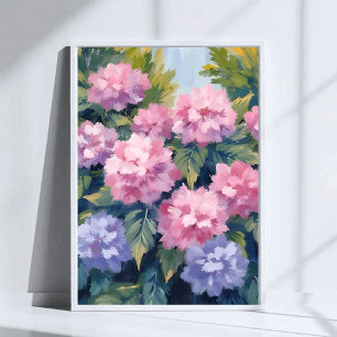 Poster Belos Blooms de Hortênsia   Aquarela Floral