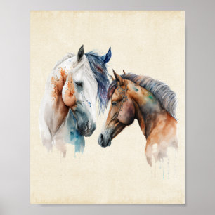 Poster Belos Cavalos Estilo Boho Ocidental