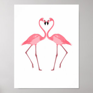 Póster Belos Flamingos Rosa Amor