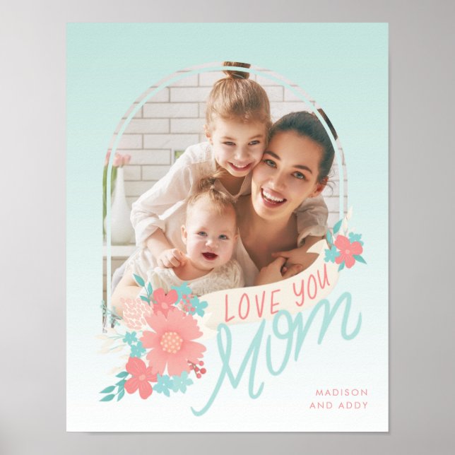 Poster Belos florais com fotos de arco para a mãe (Frente)