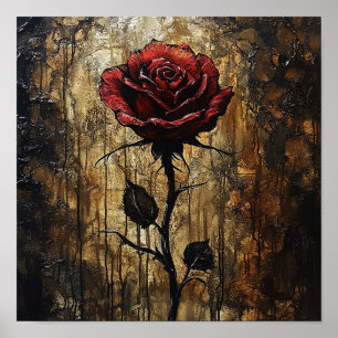 Poster Belos Interiores Botânicos Florais de Rosa Quente