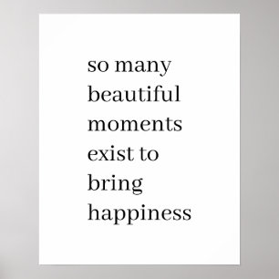 Poster Belos Motivos para Ser Feliz Citação Minimalista