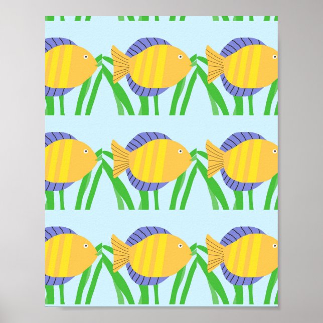 Poster belos peixes pintando arte (Frente)