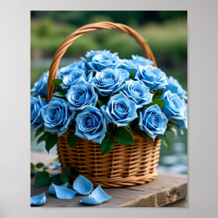 Poster Belos rosas em azul