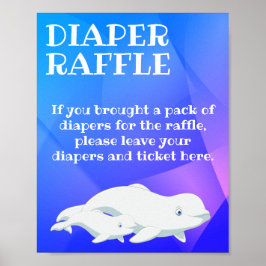 Poster Beluga Whale Blue, Pink Arctic Ocean Baby Shower