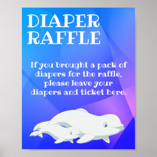 Poster Beluga Whale Blue, Pink Arctic Ocean Baby Shower