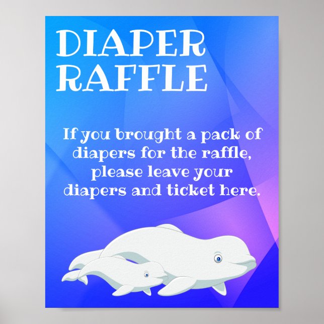 Poster Beluga Whale Blue, Pink Arctic Ocean Baby Shower (Frente)