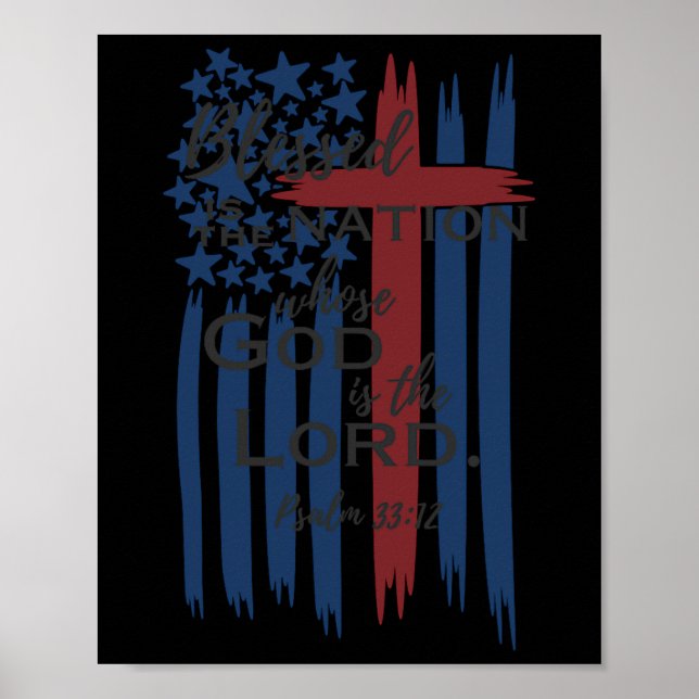 Poster Bem-aventurada é a nação cujo Deus é o Senhor Amer (Frente)