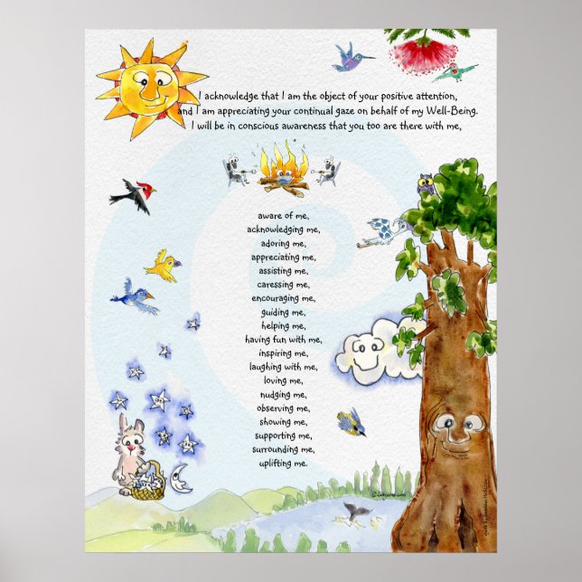Póster Bem-Estar Cartoons da Natureza Abraham Hicks Citaç (Frente)