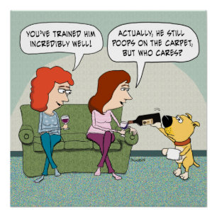 Póster Bem treinado engraçado, cão do Vinho-Serviço