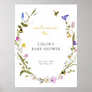 Poster Bem-vinda ao Chá de Bebê Floral Coroa de Mamãe Abe