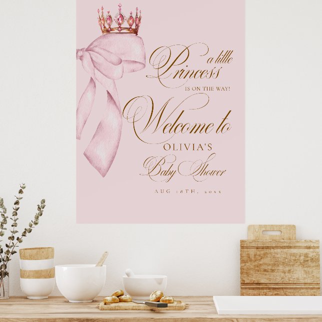 Poster Bem-vinda Pequena Princesa Chás de Bebê (Cozinha)
