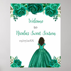 Poster Bem-vinda Princesa de Pele Morena Sweet Sixteen Ve