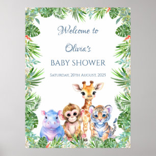 Poster Bem-vindo a animais bebês da Selva Tropical Person