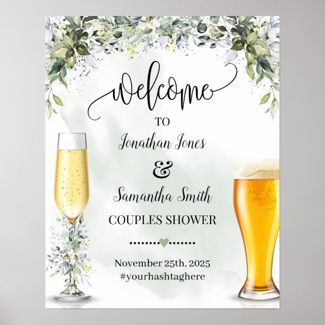 Poster Bem-vindo a bolhas e cervejas Eucalipto suculento (Frente)