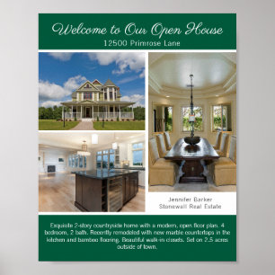 Poster Bem-vindo à Casa Aberta Verde Foto Imobiliária