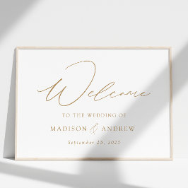 Poster Bem-vindo a casamento moderno e elegante em letra