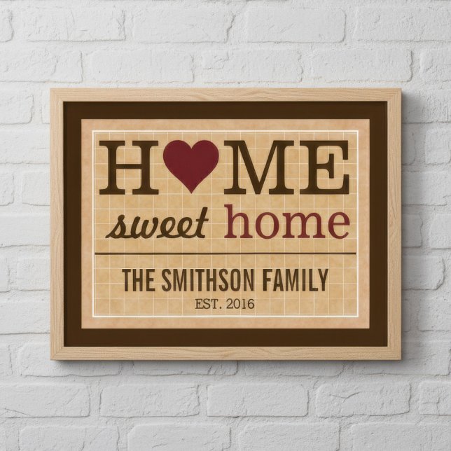 Poster Bem-vindo à Família Personalizada Home Sweet (Criador carregado)