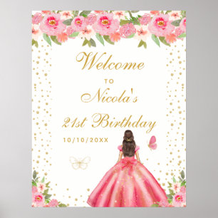 Poster Bem-vindo à Festa de Aniversário da Menina de Cabe