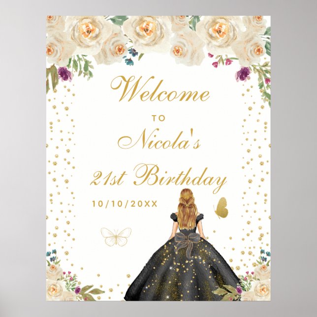 Poster Bem-vindo à Festa de Aniversário da Menina de Cabe (Frente)