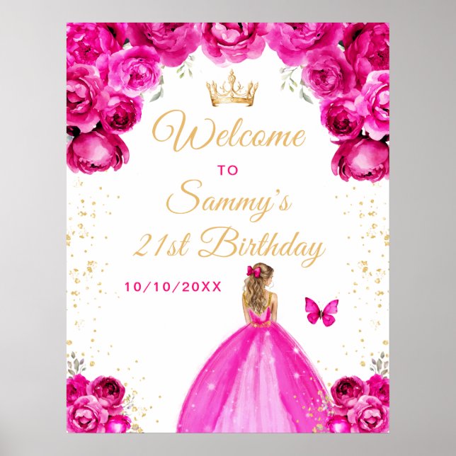 Poster Bem-vindo à festa de aniversário da princesa de ca (Frente)