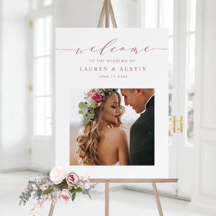 Poster Bem-vindo à foto de casamento com escrita elegante