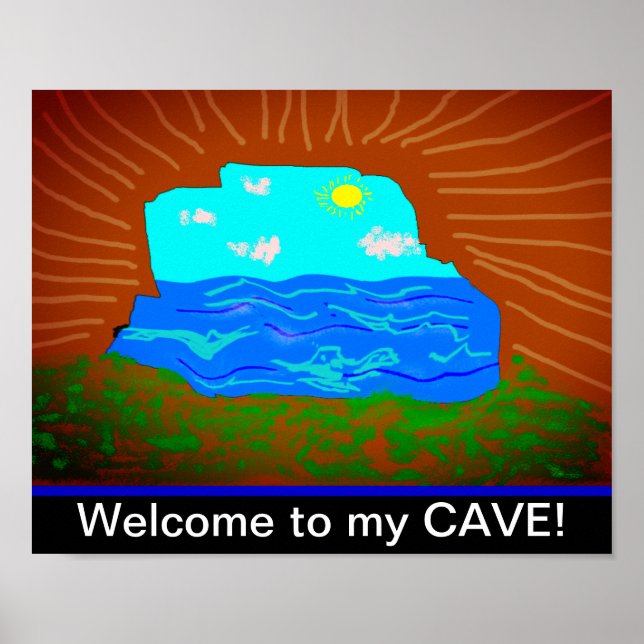 Poster Bem-Vindo À Minha Porta Da Caverna Prendendo Poste (Frente)