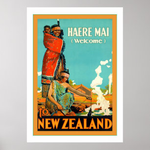 Poster Bem-Vindo À Nova Zelândia ~ Haere Mai ~Viagens vin
