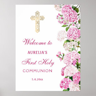 Poster Bem-vindo à Primeira Comunhão da Hortênsia Rosa