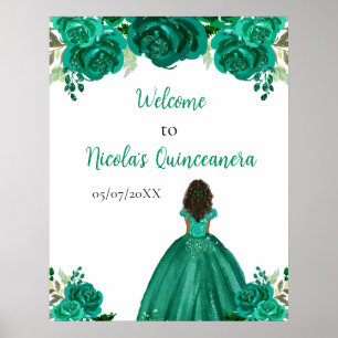 Poster Bem-vindo à Princesa de Pele Morena Quinceanera Ve