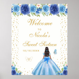 Poster Bem-vindo à Sweet Sixteen da Menina de Pele Morena