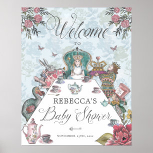 Poster Bem-vindo Alice no Chá de fraldas do Tea Party no 