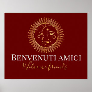 Poster Bem-vindo Amigos Inglês / Italiano