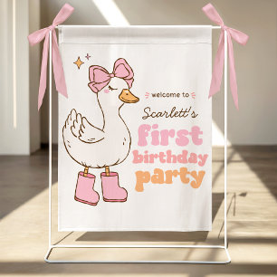 Poster Bem-vindo ao 1º Aniversário da Menina Ganso Boba R