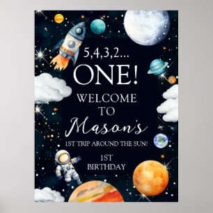 Poster Bem-vindo ao 1º Aniversário do Astronauta do Fogue