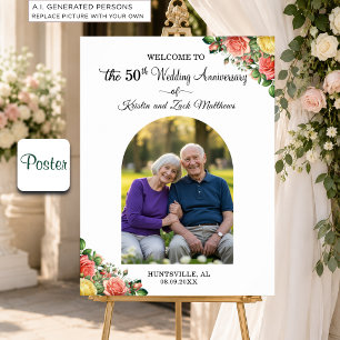 Poster Bem-vindo ao 1 Foto Aniversário de Casamento de 50