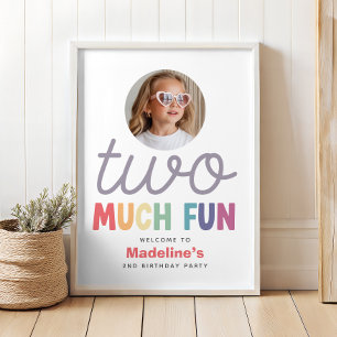 Poster Bem-vindo ao 2º aniversário minimalista das menina