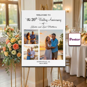 Poster Bem-vindo ao 20º Aniversário de Casamento com 3 Fo