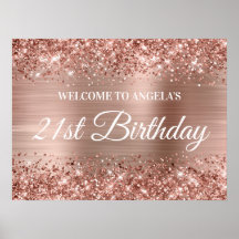 Bem-vindo ao 21º aniversário em Rose Gold Glitter